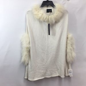 Dolce Cabo Fox Fur Trimmed Poncho